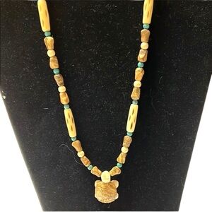 Native American hand carved stone necklace